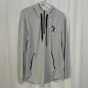 Basebalism Men's Flag Man Grey Black Dual Pocket Hoodie 1/4 Zip Size XL